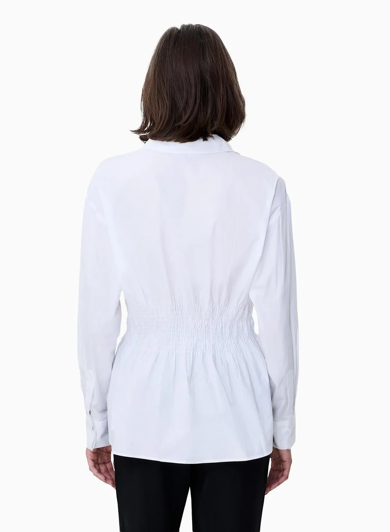 French Connection Cambria Cotton Smocked Shirt