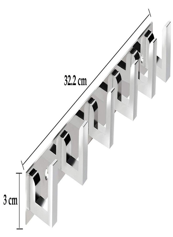 NOPEX 6 Pin Bathroom Cloth Hooks Hanger Wall Bedroom Bathroom Robe Hooks Rail for Hanging Keys,Clothes,Towel Steel Hook Stainless Steel (Pack 4, Silver) - Image 2