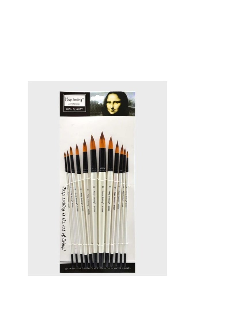 Keep Smiling Keep Smiling Brush (Long Handel Round Brush Set of 12)  - Image 2