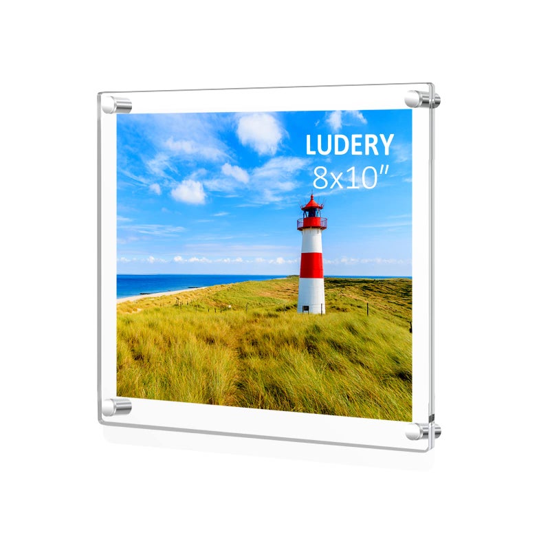 Ludery 8x10 Clear Acrylic Wall Mount Floating إطار الصورة بدون إطار واضح - Image 1