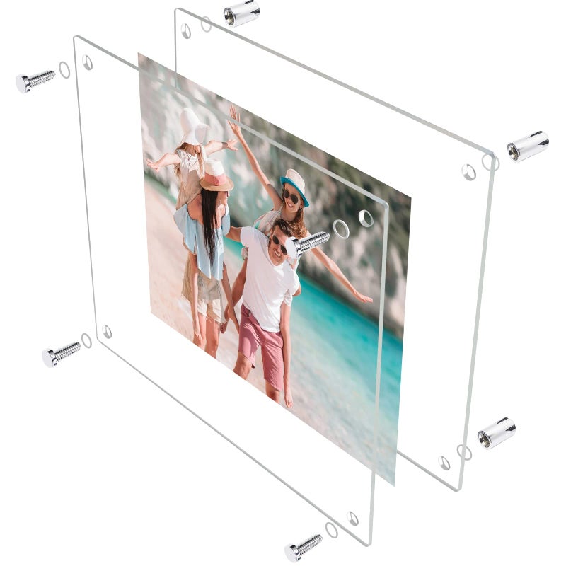 Ludery 8x10 Clear Acrylic Wall Mount Floating إطار الصورة بدون إطار واضح - Image 3