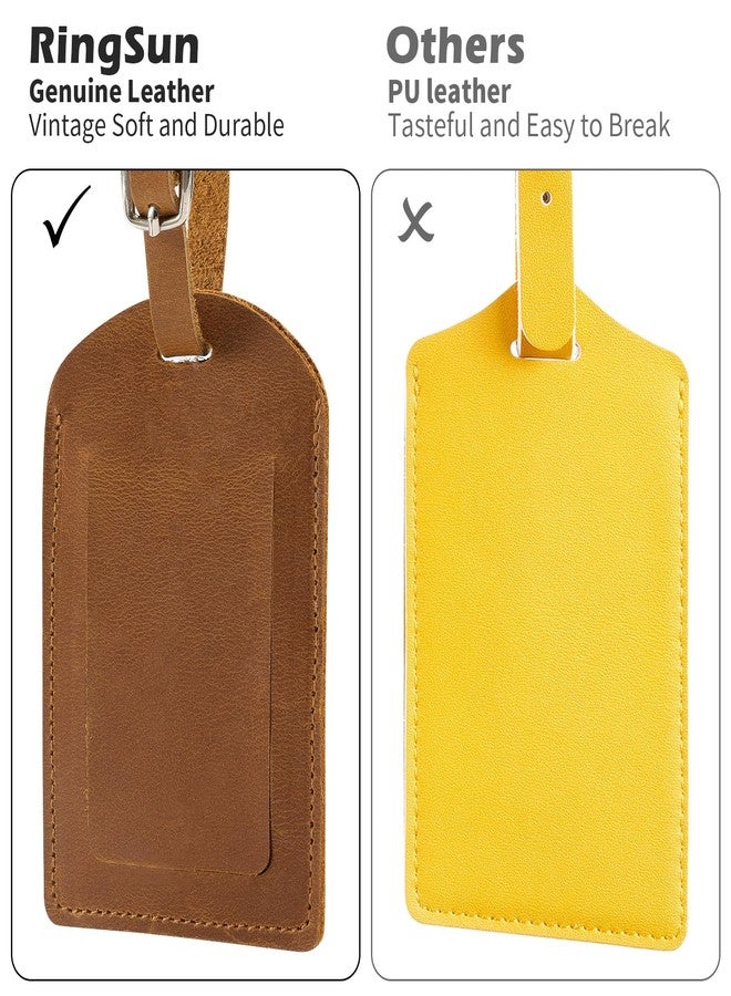 Ringsun Genuine Leather Luggage Tag for Suitcases ID Tags Bag Tags for Luggage (2 Pack) - Image 3
