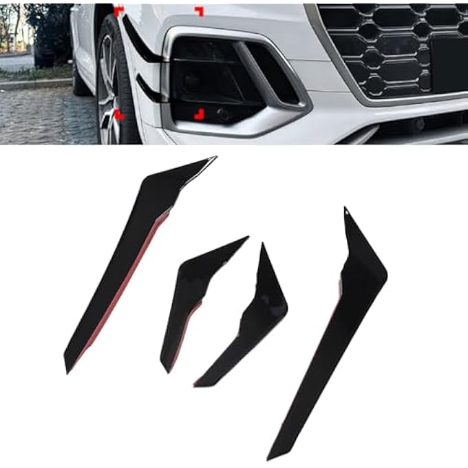 Jiawu Improved Aerodynamics in Front of the Bumper Bumper Sideways for FY S-Line 2021-2024, 2 PCs for Sports Car Lovers (Glossy Black) - Image 4