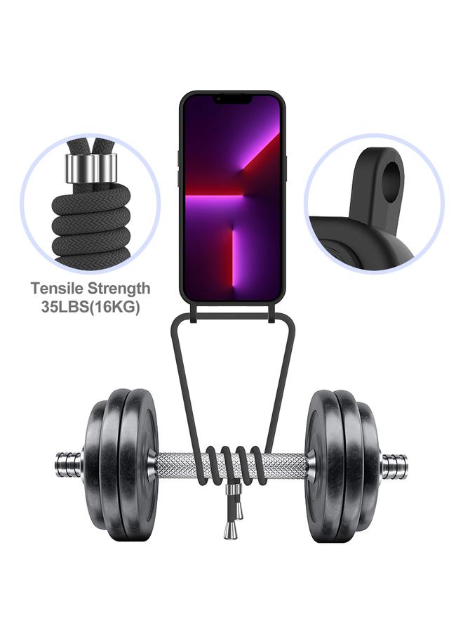 S-TOP Case For iPhone 12 Pro Integrated Card Bag Solid Color Liquid Silicone Phone Case with Lanyard - Image 3