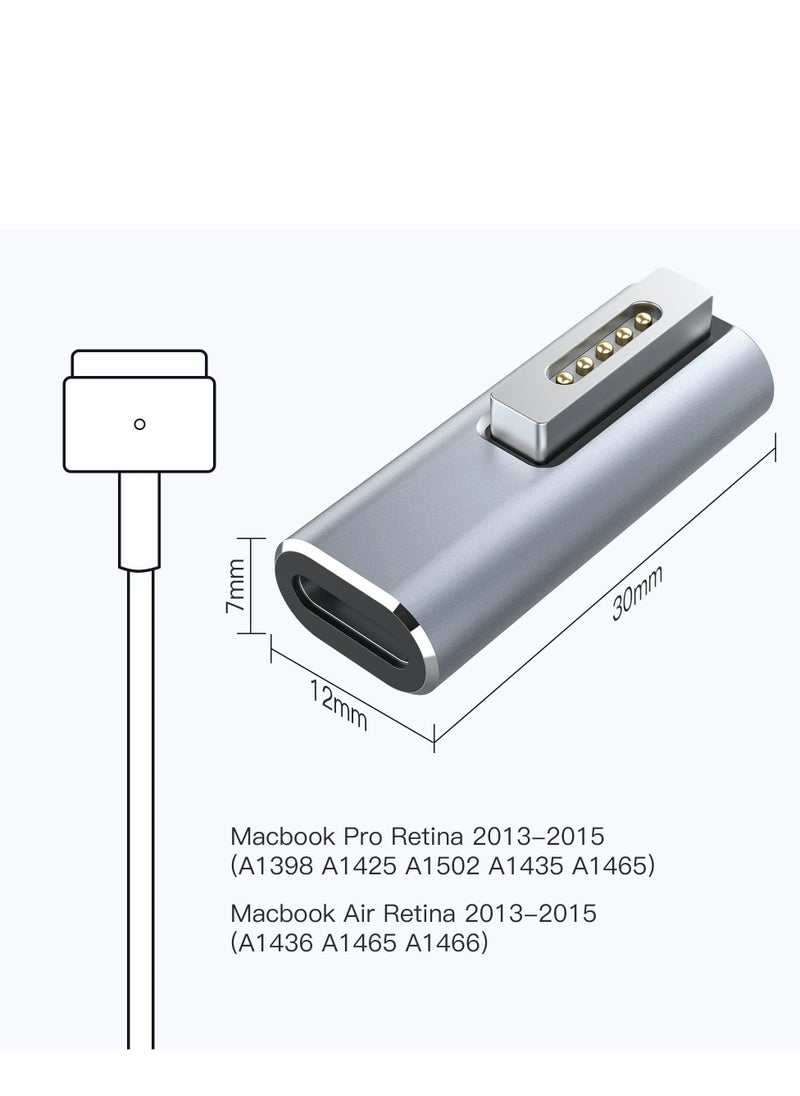 SYOSI - USB-C to Magnetic 2(T-Tip) Adapter, Type-C PD 100W Power Fast Charging Converter Connector Replacement for MacBook Pro Air (2013-2015) T-Head, Gray - Image 1