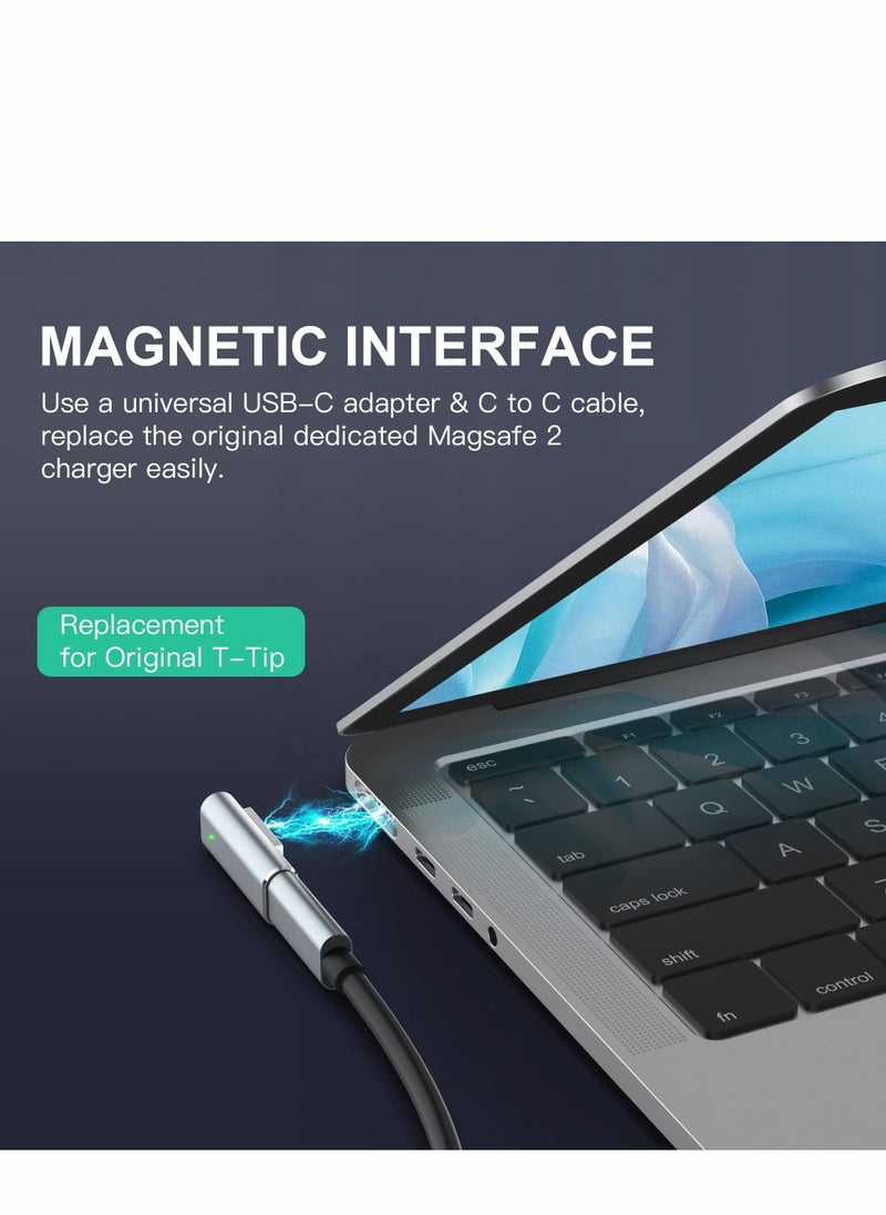 SYOSI - USB-C to Magnetic 2(T-Tip) Adapter, Type-C PD 100W Power Fast Charging Converter Connector Replacement for MacBook Pro Air (2013-2015) T-Head, Gray - Image 1