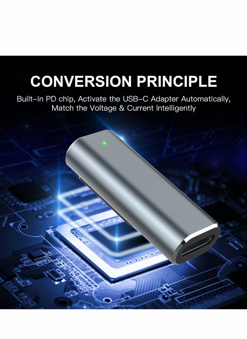 SYOSI - USB-C to Magnetic 2(T-Tip) Adapter, Type-C PD 100W Power Fast Charging Converter Connector Replacement for MacBook Pro Air (2013-2015) T-Head, Gray - Image 1