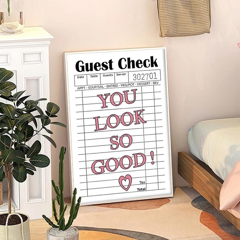 TNESSENTIAL You Look So Good Guest Check Art Canvas Poster, Trendy Wall Art, Apartment Aesthetic Decor, Retro Home Decor, Printed Gift - Image 3