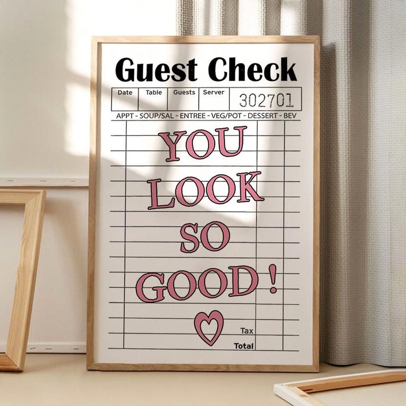 TNESSENTIAL You Look So Good Guest Check Art Canvas Poster, Trendy Wall Art, Apartment Aesthetic Decor, Retro Home Decor, Printed Gift - Image 1
