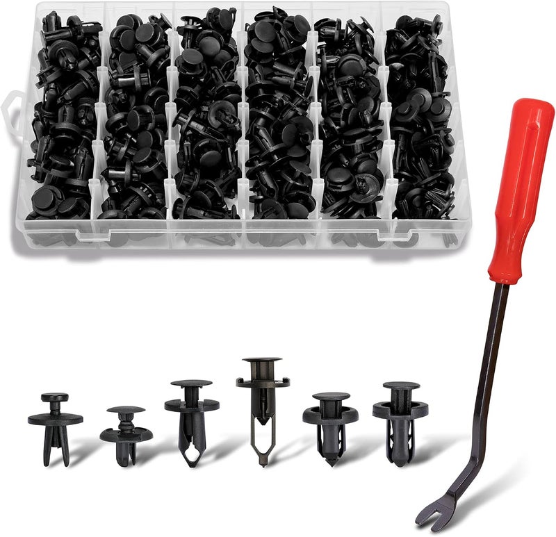 Ginsco 260 Pcs 6.3mm 8mm 9mm 10mm Bumper Push Fasteners Rivet Clips Expansion Screws Replacement + Fasteners Remover Kit - Image 2