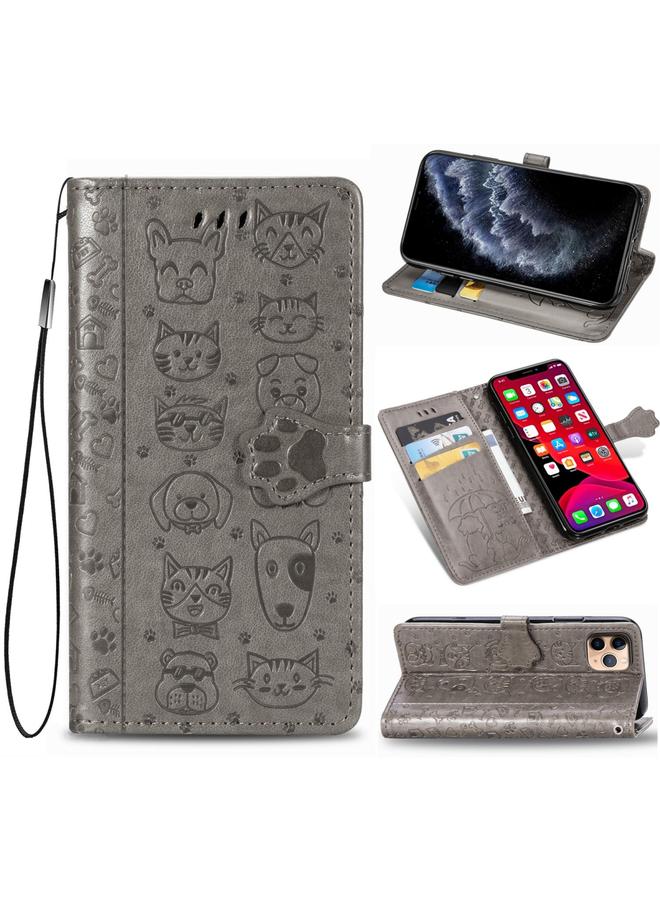 S-TOP Case For iPhone 11 Pro Cute Cat and Dog Embossed Horizontal Flip PU Leather Casewith Holder / Card Slot / Wallet / Lanyard - Image 1