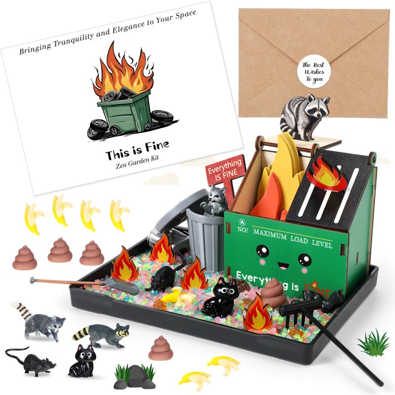 Halloscume 238 Pcs Valentines Funny Gifts Dumpster Flame Zen Garden for Desk 8 Mini Zen Garden Kit Sand Tray Therapy Kit Mini Dumpster Decor Novelty Gift for Office Work Stress Relief - Image 3