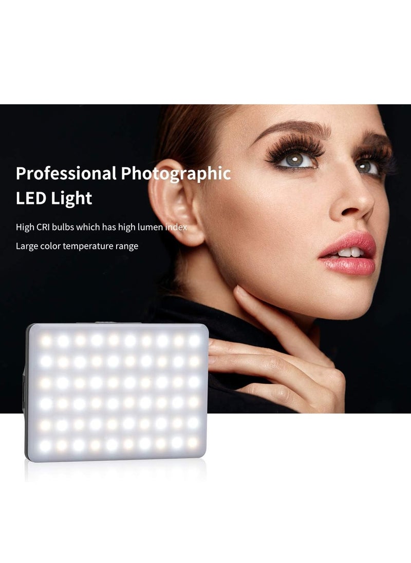 LED Video Light with Clip, 3 Light-Modes and 10-Level Brightness Dimmable Selfie Light, Built-in 2000 mAh Rechargeable Batteries for Live Streaming, Photography/Selfie, Video Conference