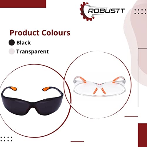 Robustt Scratch-resistant, UV-protected, dust-protected polycarbonate unbreakable safety goggles (Transaparent, Pack of 2) - Image 2