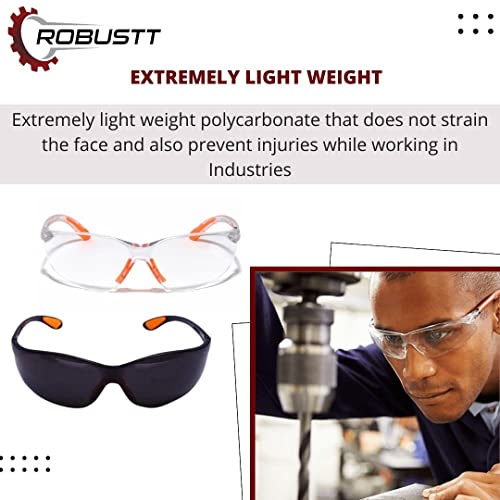Robustt Scratch-resistant, UV-protected, dust-protected polycarbonate unbreakable safety goggles (Transaparent, Pack of 2) - Image 4