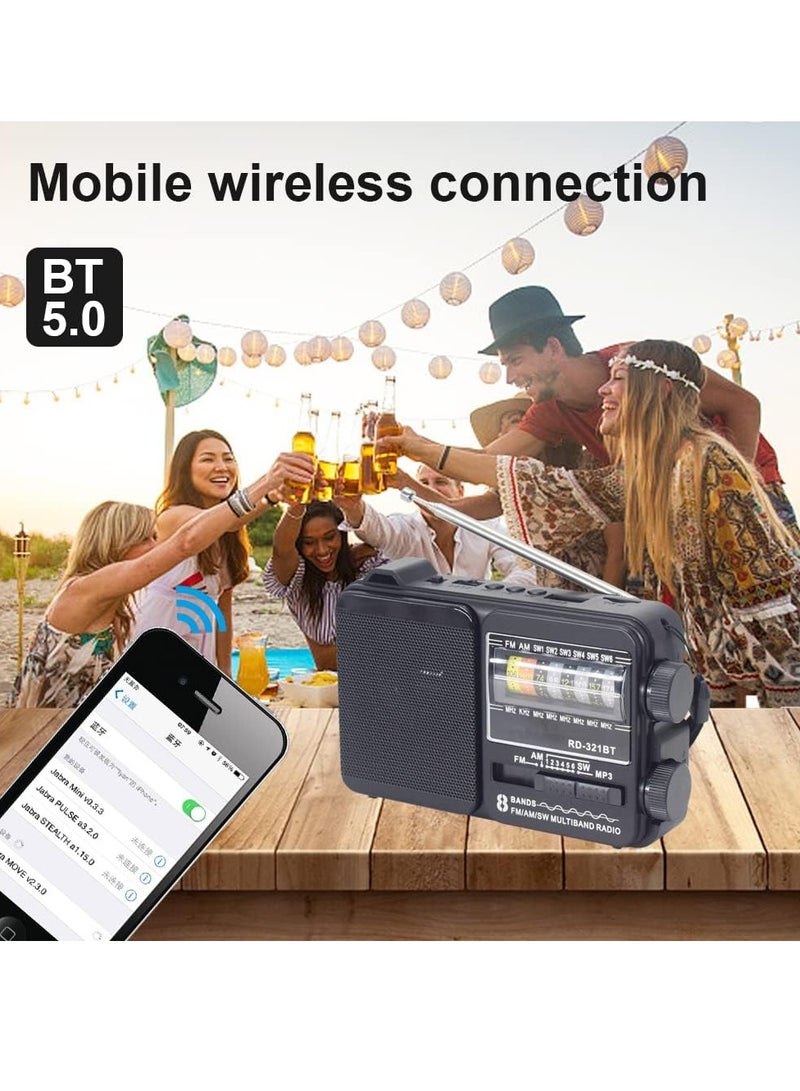 erorex Pocket Size Radio With Built in Bluetooth Speaker Usb Music Player Phone Charger and High Power Led Flashlight Mini Radio Portable Radio Fm Radio Best for Travelling Black - Image 3