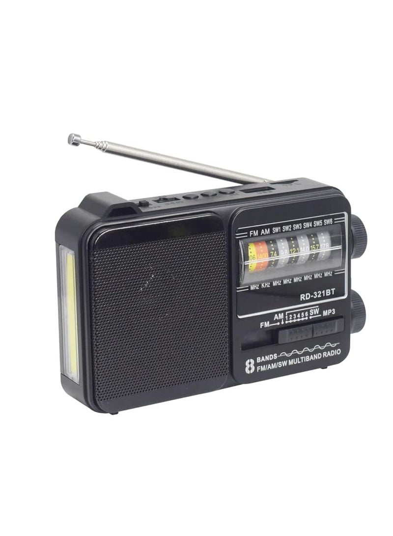 erorex Pocket Size Radio With Built in Bluetooth Speaker Usb Music Player Phone Charger and High Power Led Flashlight Mini Radio Portable Radio Fm Radio Best for Travelling Black - Image 1