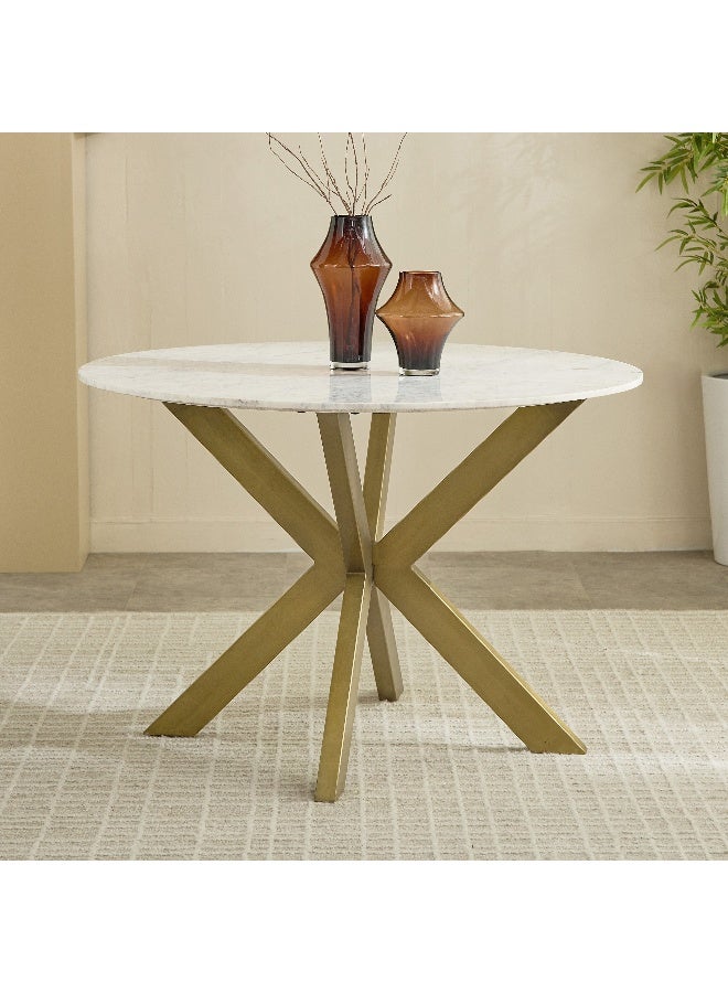 Home Box Round Marble Top Dining Table for 4 - Image 1