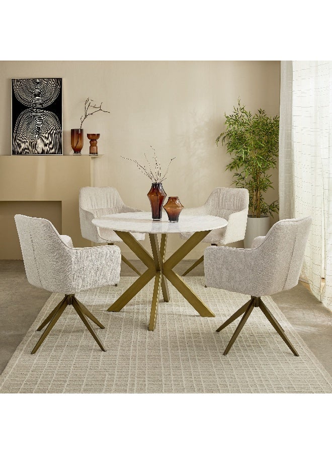 Home Box Round Marble Top Dining Table for 4 - Image 5