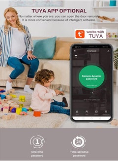 Arabest Tuya Smart Lock Fingerprint Lock Door Lock Keypad Door Lock with Handle Fingerprint Electronic Deadbolt Black  - Image 3