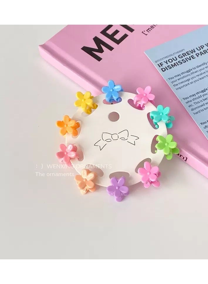 10 Pcs Colorful Mini and little flowers Hair Claw Clips, Toddler Jaw Clips for Women Girls - Image 1