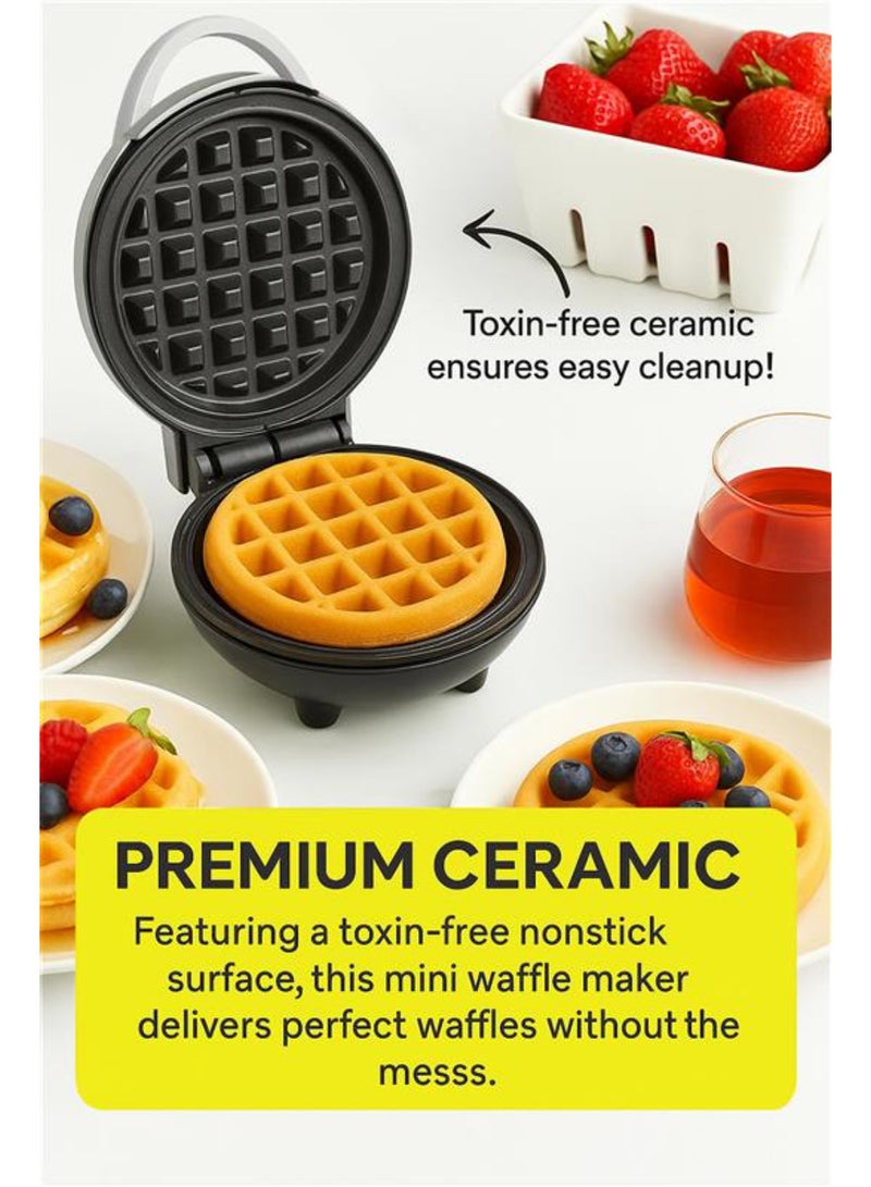 nutricook Mini Waffle Maker with Quick Heating, Ceramic Coated, Toxin-free, made without PTFEs, PFOAs & other PFAs for Safer & Healthier Cooking, Easy to Clean, Perfect for Kids and Families, 2-Year Warranty 420 W NC-WM100B Beige - Image 3