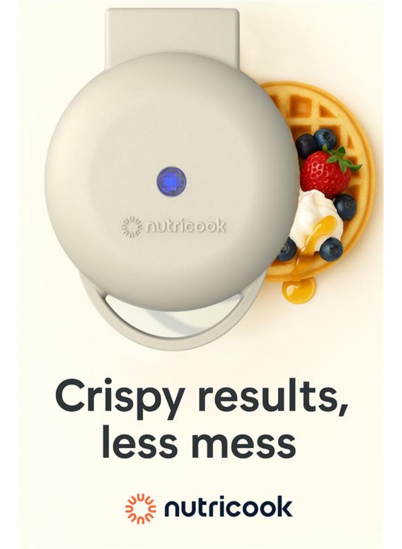 nutricook Mini Waffle Maker with Quick Heating, Ceramic Coated, Toxin-free, made without PTFEs, PFOAs & other PFAs for Safer & Healthier Cooking, Easy to Clean, Perfect for Kids and Families, 2-Year Warranty 420 W NC-WM100B Beige - Image 5