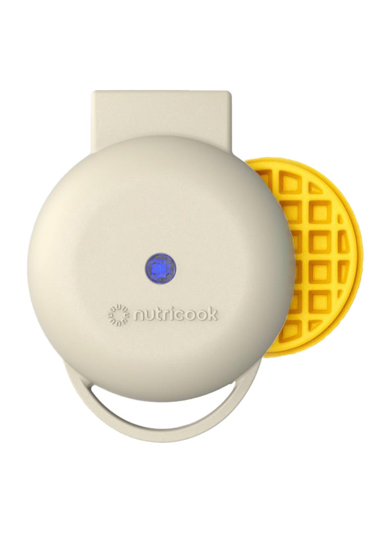 nutricook Mini Waffle Maker with Quick Heating, Ceramic Coated, Toxin-free, made without PTFEs, PFOAs & other PFAs for Safer & Healthier Cooking, Easy to Clean, Perfect for Kids and Families, 2-Year Warranty 420 W NC-WM100B Beige - Image 1