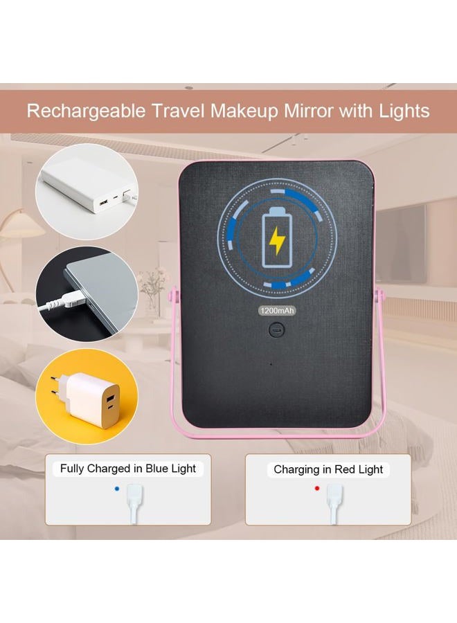 YEKKOPT Rechargeable Makeup Mirror for Travel, 10"x7"Vanity Mirror with 80LEDs, 3 Color Light,Portable Ultra Slim Lighted Mirror,Travel Essential - Image 3