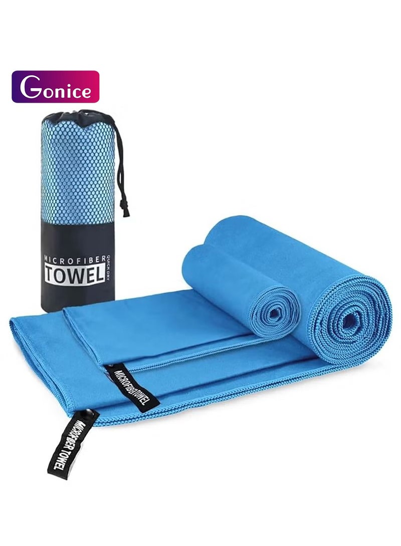 Gonice Microfiber Towel 2 Pack, Quick Dry Sports Towel, Soft and Light Gym Towel for Swimming, Sport, Bath, Travel, Yoga, Etc (Blue) - Image 1