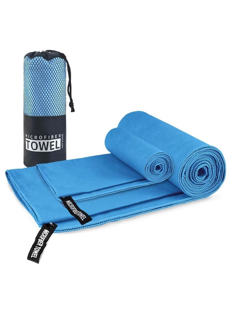 Gonice Microfiber Towel 2 Pack, Quick Dry Sports Towel, Soft and Light Gym Towel for Swimming, Sport, Bath, Travel, Yoga, Etc (Blue) - Image 1