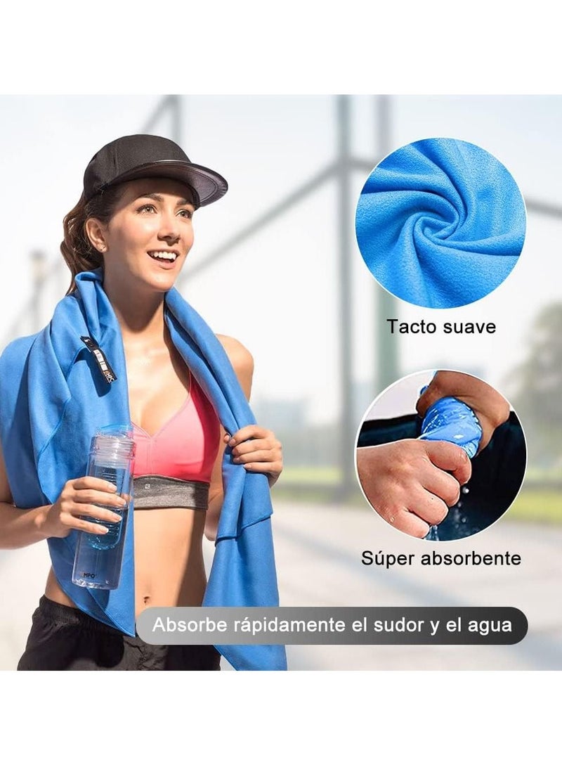 Gonice Microfiber Towel 2 Pack, Quick Dry Sports Towel, Soft and Light Gym Towel for Swimming, Sport, Bath, Travel, Yoga, Etc (Blue) - Image 2