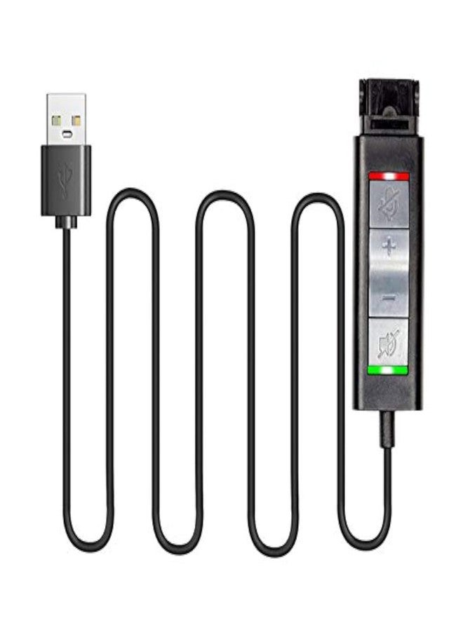 VoiceJoy U20 Quick Disconnect QD to USB Plug Adapter with Mute Volume Control Compatible with Plantronics Headset QD Connector Plug to Any Computer Laptop VOIP Softphone 201852-01 - Image 1