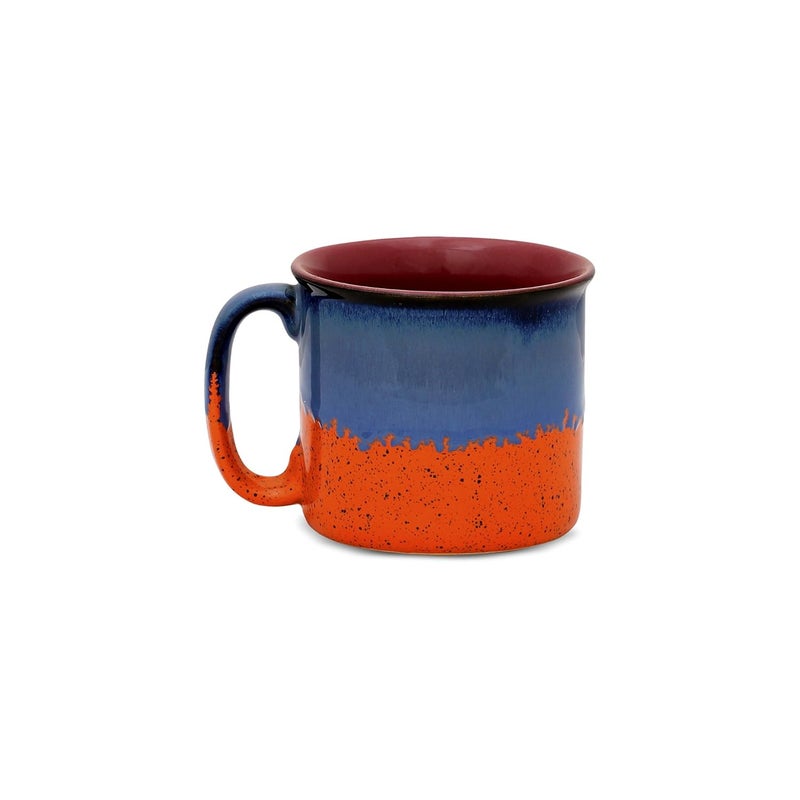 Caffeine Ceramic Stoneware Handmade Orange Blue Studio Maggie Mug Set of 2 - Image 4