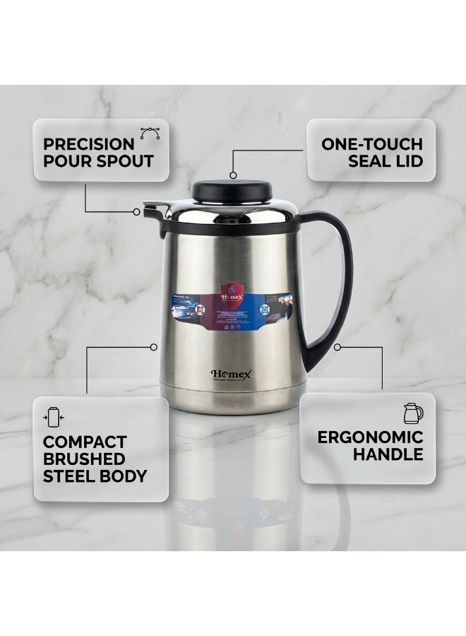 Homex Stainless Steel Tea Coffee Vacuum Flask Thermos 1.3L, Double Wall Insulation Hot Cold Water/Tea/Coffee Flask BPA-Free Leak-Proof for Home Office Outdoor - Image 3