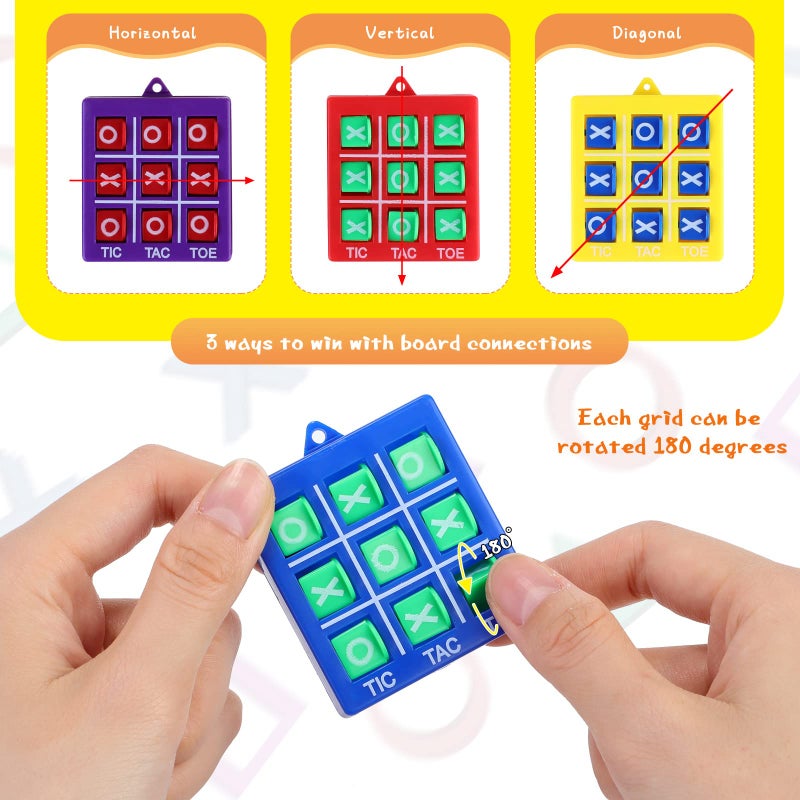 Lewtemi 4 Pcs Travel Tic Tac Toe 2 x 2 x 0.4 Inch Mini Board Game Toys Portable Tic Tac Game Toy Retro Mini Games for Kids Red Blue Purple Yellow Pocket Board Games for Party Birthday Favors Classroom Prizes - Image 2
