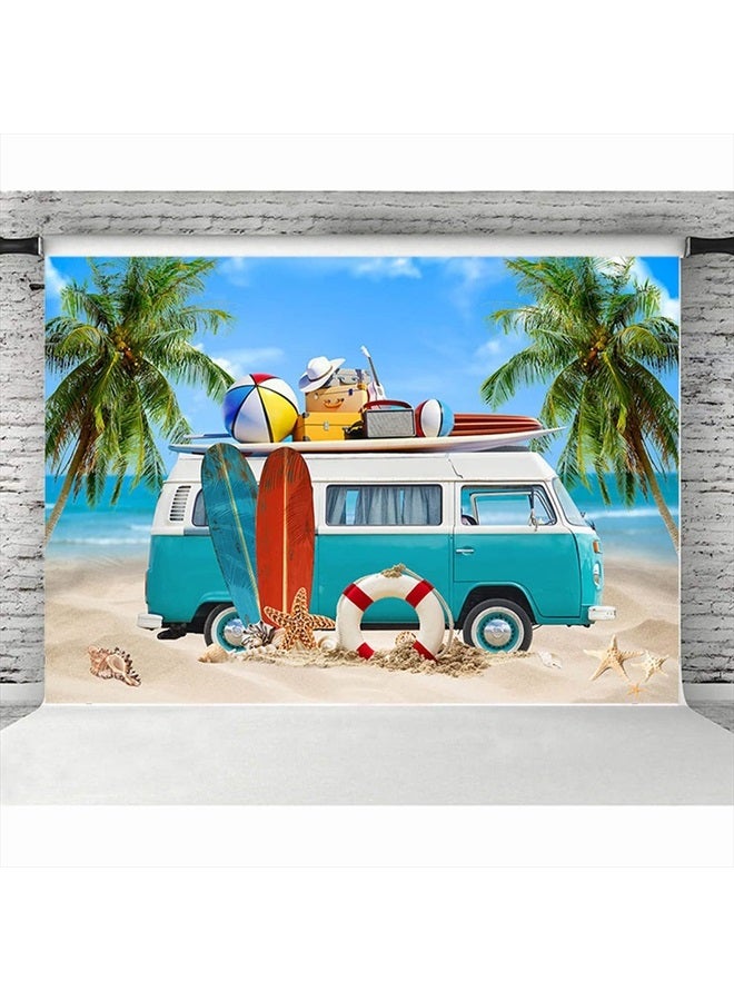 Summer Beach Backdrop for Photography Tropical Seaside Surfboard Background Hawaiian Themed Surfing Party Vacation Holiday Banner Hawaii Kid Birthday Decoration Background,7x5ft - Image 3