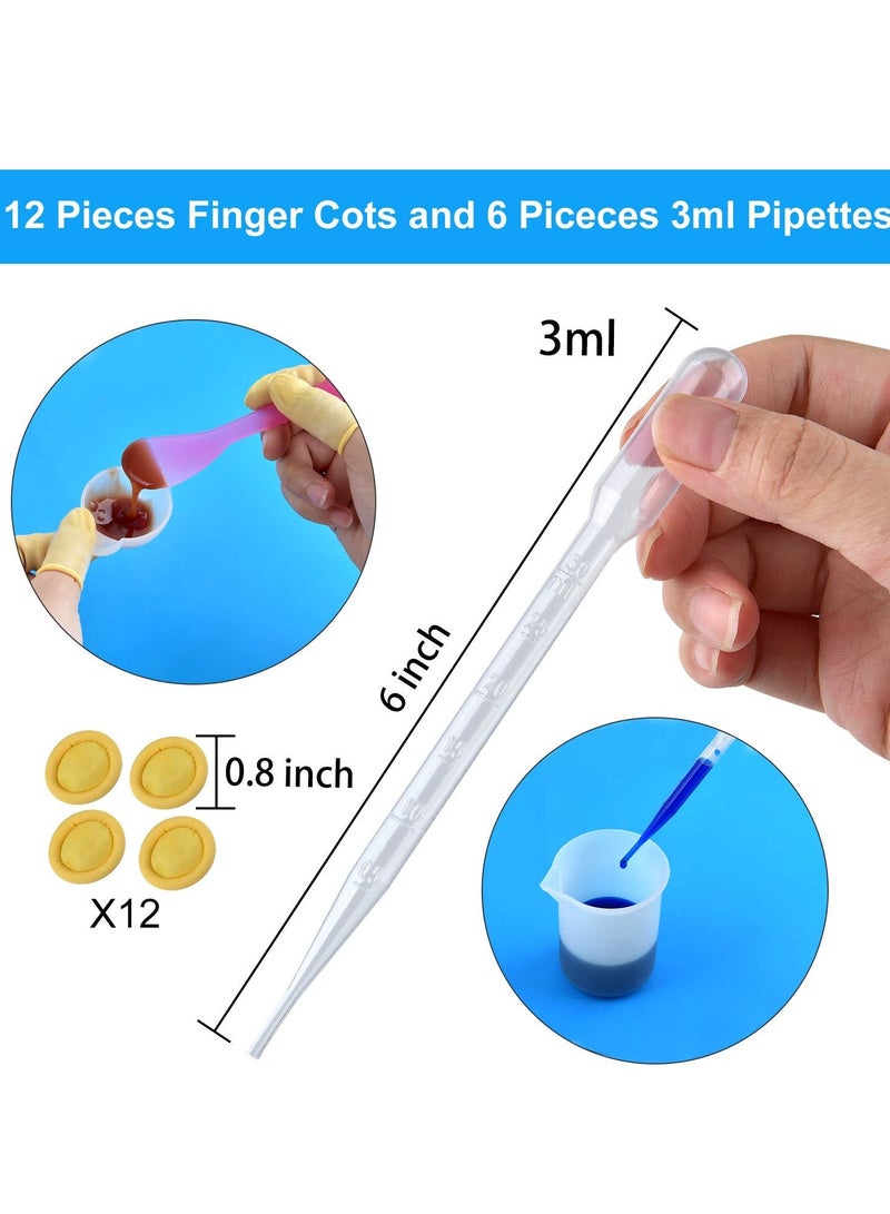 Y&D 36 Pcs Silicone Resin Measuring Cups Tool Kit- 100ml Cups, Mixing 3ml Plastic Transfer Pipettes, Finger Cots, Sticks and Mat for Making Handmade Craft - Image 5
