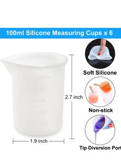 Y&D 36 Pcs Silicone Resin Measuring Cups Tool Kit- 100ml Cups, Mixing 3ml Plastic Transfer Pipettes, Finger Cots, Sticks and Mat for Making Handmade Craft  - Image 2
