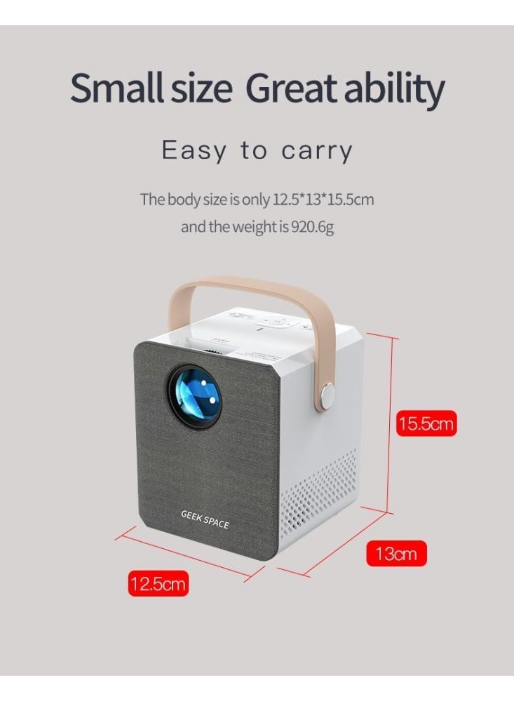 المهوس الفضاء جهاز عرض فيديو مزود بشبكة واي فاي وبلوتوث 5G، يدعم دقة 1080 بكسل و4K، شاشة مقاس 200 بوصة، جهاز عرض أفلام محمول مزود بمكبر صوت مدمج - Image 2