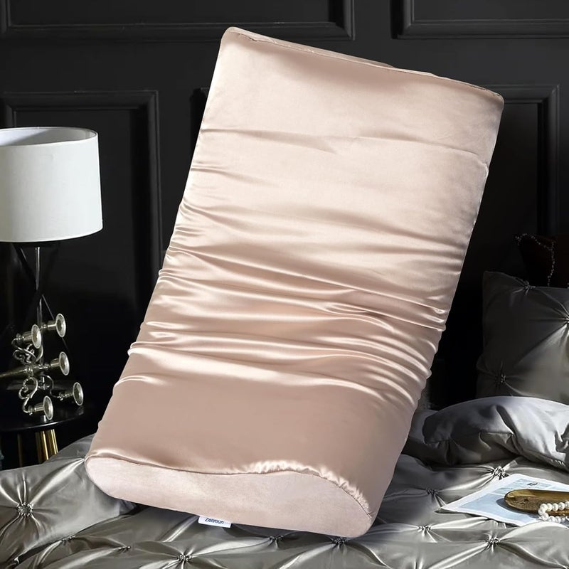 Zelimun Satin Pillow Case for Contour Pillow Memory Foam Pillow Case 150 x 91 x 33 x 22 cm Soft Pillow Case for Sleeping Pillow Champagne - Image 1