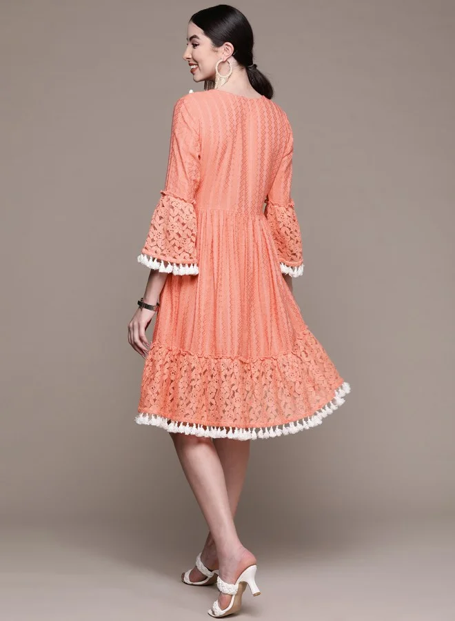 ISHIN Lace Tassel Dress