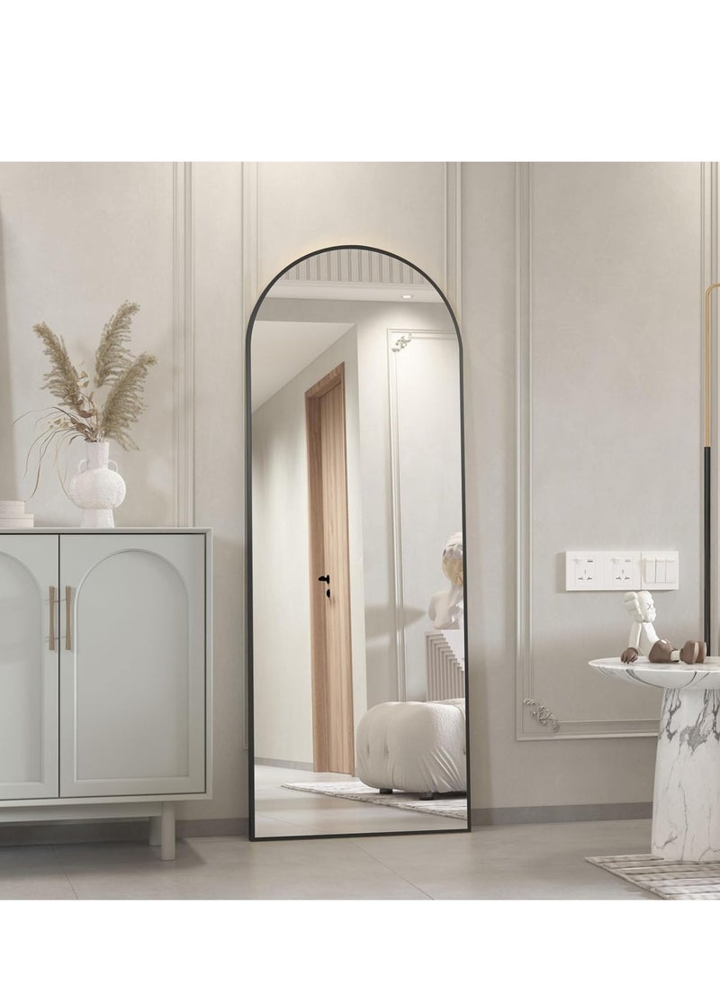 POWER Arched Full Length Mirror 165cm-50cm, Floor Standing Mirror, Unique Vertical Mirror, Metal Frame Mirror, for Living Room, Bedroom, Entrance, and Bathroom(Black）  - Image 1