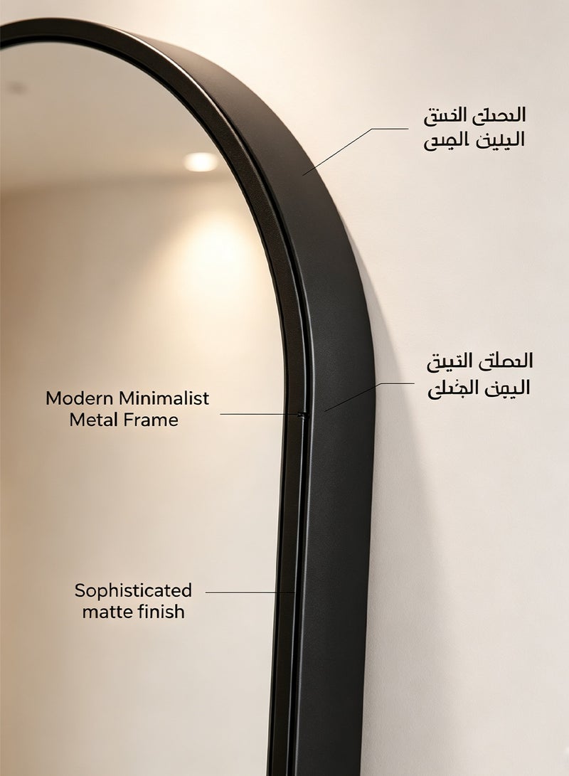 باور مرآة كبيرة وأنيقة بطول كامل، 165×50 سم، بإطار معدني، مزودة بدعامة ظهر، بتصميم فاخر وأنيق، مناسبة لغرفة النوم وغرفة الملابس وديكور غرفة المعيشة - Image 3