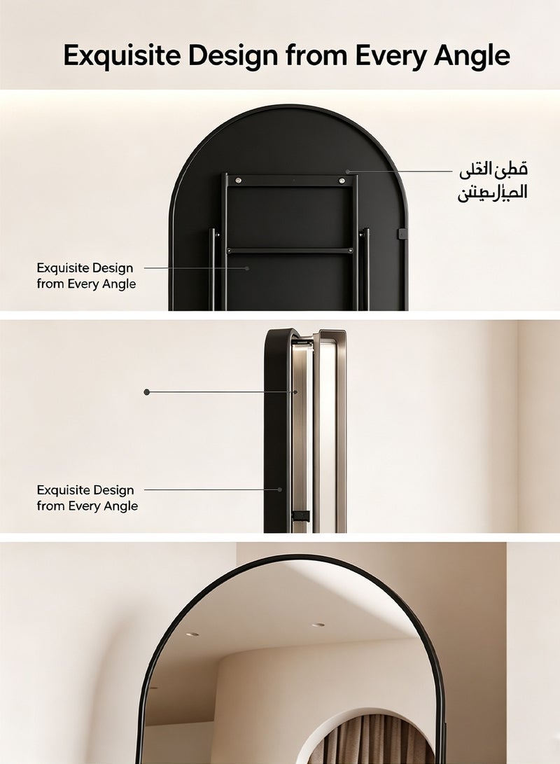 باور مرآة كبيرة وأنيقة بطول كامل، 165×50 سم، بإطار معدني، مزودة بدعامة ظهر، بتصميم فاخر وأنيق، مناسبة لغرفة النوم وغرفة الملابس وديكور غرفة المعيشة - Image 5