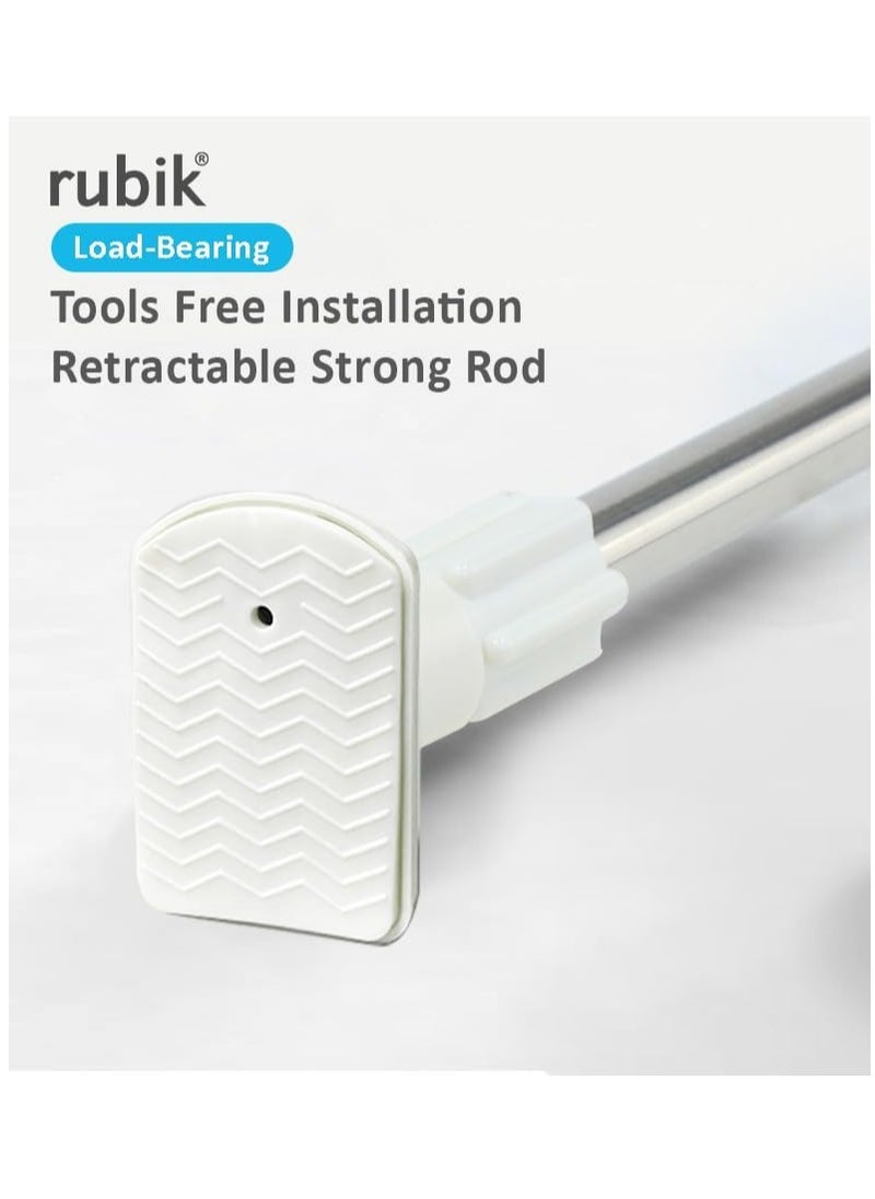 Rubik - Tension Curtain Rod, 110cm to 195cm Adjustable, No Drilling Required, Stainless Steel, for Shower, Bathtub, Closet, Window - Image 1