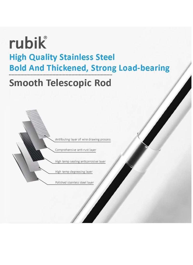 Rubik - Tension Curtain Rod, 110cm to 195cm Adjustable, No Drilling Required, Stainless Steel, for Shower, Bathtub, Closet, Window - Image 1