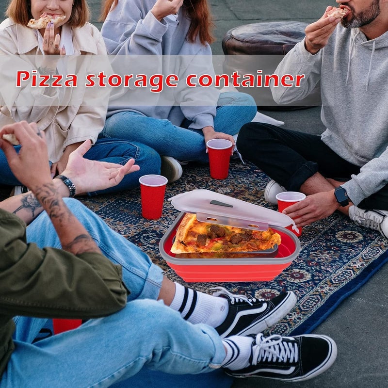 MAPPLE CREATION Pizza Storage Container Perfect Expandable Pizza Pan with Silicone Clip and Pizza Cutter and Five Microwaveable Trays SpaceSaving BPAFree Microwave and Dishwasher Safe - Image 2