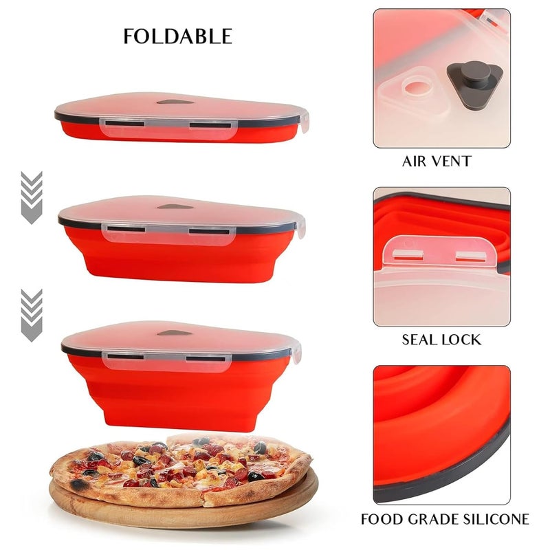 MAPPLE CREATION Pizza Storage Container Perfect Expandable Pizza Pan with Silicone Clip and Pizza Cutter and Five Microwaveable Trays SpaceSaving BPAFree Microwave and Dishwasher Safe - Image 5