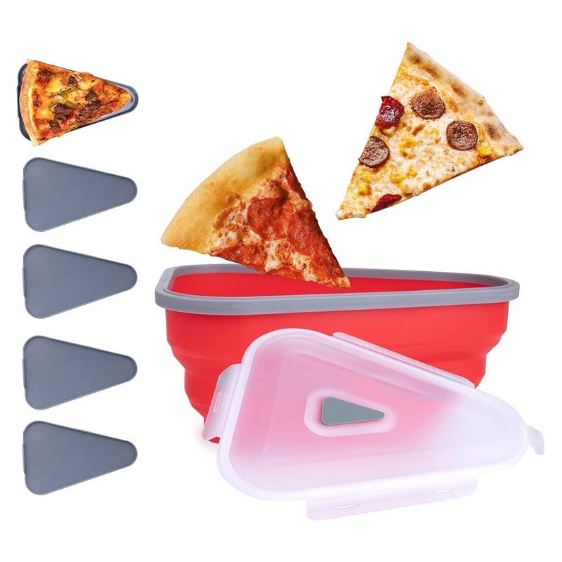 MAPPLE CREATION Pizza Storage Container Perfect Expandable Pizza Pan with Silicone Clip and Pizza Cutter and Five Microwaveable Trays SpaceSaving BPAFree Microwave and Dishwasher Safe - Image 1